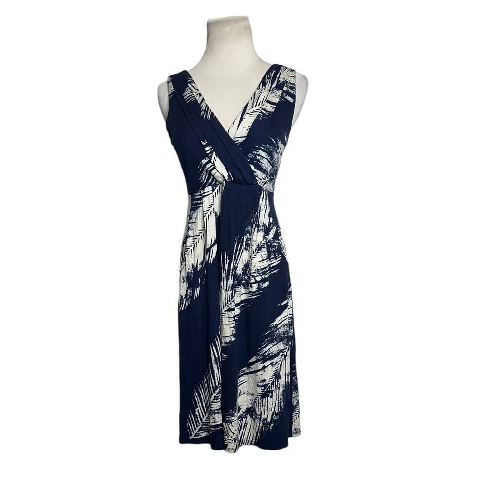 Nell Couture navy blue cream print sleeveless dress size XS